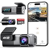 Dashcam Auto Vorne Hinten 4K+1080P, Navycrest 5GHz WiFi Dash Cam mit 64GB SD Karte, Dual Auto Kamera...