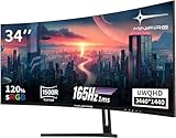 Minifire 34' UWQHD Curved Gaming Monitor 165Hz(DP),3440 x 1440,Curved 1500R,1 ms(MPRT),100Hz(HDMI),...