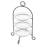 Etagere 3-stöckig aus Metall, mit 3 Glastellern, Servierplatte, Gebäckschale