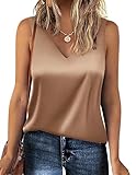 Zeagoo Damen Satin Tank Top Sommer Ärmellose Blusentop V-Ausschnitt Weste Top Casual Shirt Tops...