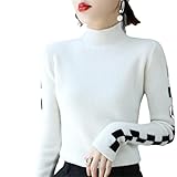 Hochelastischer Damen-Pullover, 100 % feste Wolle, Winter-Rollkragenpullover, warm, Basic-Pullover,...