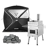 WILLOWYBE Portale Outdoor-Sauna-Set mit Saunazelt, Sauna-Holzofen, Saunasteinen für Trockensauna,...