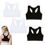 ZhongShuang 4er-Pack Mädchen Sport BH, Bauchfreie Tops, Sport-BH,Kinderunterwäsche, Nicht...
