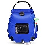 Blue Solar Shower Bag 20 Litre Solar-Heated Outdoor Camping Water Heater 45°C hot Water Hose Switch...