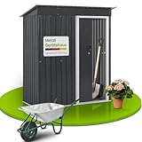 Juskys Metall Gerätehaus S mit 1 m², Pultdach, Schiebetür & Fundamentrahmen - 161 x 86 x 181 cm...