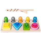 Abaodam Holzsortierung Stapeln Montessori-Spielzeug Form Farberkennung Blöcke Magnetisches...