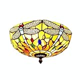 WTTWW Tiffany Deckenleuchte,Deckenlampe aus Buntglas im antiken Libellenstil,Deckenleuchte für...