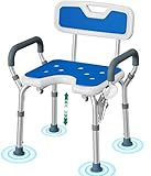 Luckfaith Duschhocker mit Armlehnen und höhenverstellbar – Rutschfester U-förmiger Sitz mit...