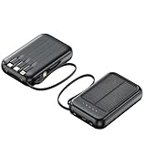 Solarbetriebenes tragbares Ladegerät für Handys, 20.000 mAh Akkukapazität, integriertes Kabel und...