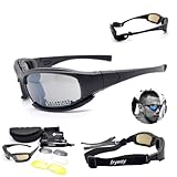 Taktischer Augenschutz, Schutzbrille 4LS, für Herren, Militär-Stil, X7 Polarisierte Sonnenbrille,...