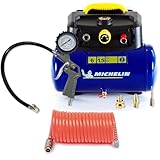 Michelin MBL6 tragbarer Luftkompressor, 6-Liter ölfreier Luftkompressor + Kit (inkl....