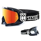 TWO-X Race Crossbrille schwarz Glas verspiegelt Iridium MX Brille Motocross Enduro Spiegelglas...