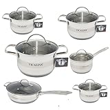 Edelstahl Topfset 8-teilig – Induktion geeignet – Kochgeschirr Set mit Glasdeckeln –...