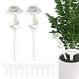 Vaskula 2 Stück Bewässerungskugeln Glas 23 cm Bunte Pilze Transparent Bewässerungskugeln...