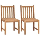 vidaXL 2X Teak Massiv Gartenstuhl ohne Armlehnen Holzstuhl Essstuhl Gartenmöbel Stuhl Stühle...