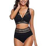 Fulidngzg Bikini Oberteil Damen Große Brüste mit Bügel Sexy High Waist Sport Zweiteiliger...