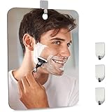 AONAYO Rasierspiegel Duschspiegel,30cm×20cm Spiegel Dusche Reisespiegel,AufhäNgbar Rasierspiegel...