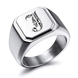 MeMeDIY Personalisierte Gravur Monogramm-Buchstaben-Signet-Ring für Männer Frauen Mädchen Jungen...