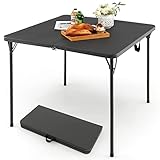 COSTWAY Klapptisch quadratisch 86x86cm, Campingtisch klappbar, Gartentisch mit HDPE-Tischplatte &...