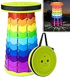 DeeprBling Tragbarer Teleskophocker mit LED-Licht, Klapphocker Faltbar für Camping, Angeln, Garten,...