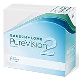 Bausch + Lomb PureVision 2 Monatslinsen, sehr dünne sphärische Kontaktlinsen, weich, 6 Stück / BC...