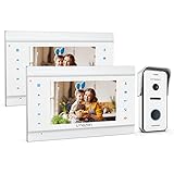 TMEZON Video Türsprechanlage Türklingel Intercom System, Türsprechanlage mit 7 Zoll 2-Monitor...