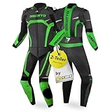 Bogotto Misano 2-Teiler Motorrad Lederkombi, schwarz/grün, 50