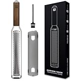 REDSALT® Premium Zester Edelstahl Reibe mit Walnuss Holzgriff | rasiermesserscharfe Klinge |...