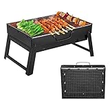 ROIMOE Holzkohlegrills Grill BBQ Portable, Tischgrill Campinggrill Picknickgrill, Abnehmbare BBQ...