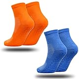 2Paar Yoga Socken für Damen Herren Stoppersocken Rutschfeste Socken mit Noppen ABS Socken Baumwolle...