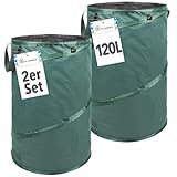 TTL Garden 2x 120L Premium Pop Up Gartensack - 220gsm 600D Oxford Gewebe selbstaufstellend robust &...