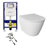 Alpenberger Toilette mit Spülkasten Komplett Set | Vorwandelement WC Set Komplett mit Geberit...