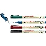 edding 25 Ecoline Permanentmarker Set - bunte Farben - 4 Stifte - Rund-Spitze 1 mm - schnell...