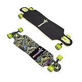 Muuwmi Longboard Compact Neon - ABEC 7 Kugellager Neon - mit LED-Leuchtrollen - Deck 83x22cm - max....