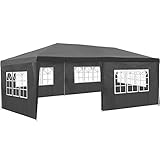 tectake® Pavillon 3x6, Pavillon mit 5 abnehmbaren Seitenteilen mit Fenstern, wasserdichte Plane mit...