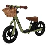 Bandits & Angels Laufrad aus Metall mit Weidenkorb Vintage grün ab 2 Jahren – Lauflernrad –...