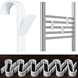 Incutex 12 Stück Haken für Rundheizkörper – Weiße Kunststoff-Badhaken für Handtuchhalter,...