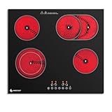 AMZCHEF Glaskeramikkochfeld 4 Platten 7200W, Herdplatte 4 Kochfelder 60 cm, 9 Leistungsstufen,...