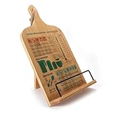 Verstellbarer Holz Kochbuchhalter für die Küche - Vintage Dekoration und praktischer Pad Tablet...