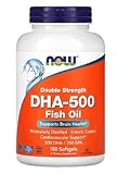 Now Foods, DHA-500, Doppelte Stärke, 180 Weichkapseln, Fischöl, EPA, Vitamin E