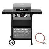 Royal Gourmet 2-Brenner Gasgrill 5 kW Grillwagen mit klappbaren Seitenablagen, Ablagekorb, Outdoor...