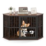 GOPLUS Hundekäfig Eck, robuste Hundehütte mit Metalltür, drehbares Futtertablett, 2...