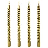 4 Stück 25,4 cm goldene spiralförmige Spitzkerzen, geruchlos, tropffrei, gedrehte Kerzenständer...