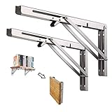 DOMI PRO Klappkonsole 400 mm Schwerlast Edelstahl Klappkonsole 2 Stück Tisch Wand Klappkonsole...