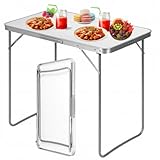 KRUMAD Campingtisch Klappbar 70x50x60 cm, Gartentisch Ausziehbar, Klapptisch Camping, Wetterfest und...