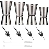 YQBFTC Cocktail Messbecher,4 Stück Edelstahl Barmaß 3cl/4cl/5cl/6cl Klein Jigger,Dual Gin cl...