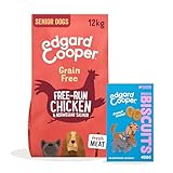 Edgard & Cooper Hundefutter Trockenfutter Senior Huhn & Lachs Getreidefrei 12kg + Lachs Hundekekse...