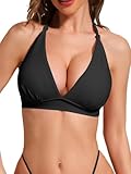 HAWILAND Push Up Bikini Oberteil Damen Sportlich Neckholder Bikini Top Retro Sexy Bikini mit...