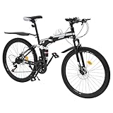 OUKANING 21-Gang Klapprad Mountainbike 26 Zoll Faltrad, Mit Getränkehalter, Kurzer Bremshebel, Für...