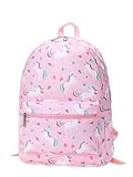 Huhumy Rosa Einhorn-Rucksack für Mädchen, Buchrucksack, leichter Einhorn-Schulrucksack für...